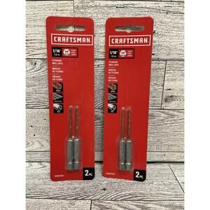 Craftsman 1/16” Titanium Drill Bit 1/4” Shank Set x 2 (includes 4 drill bits)